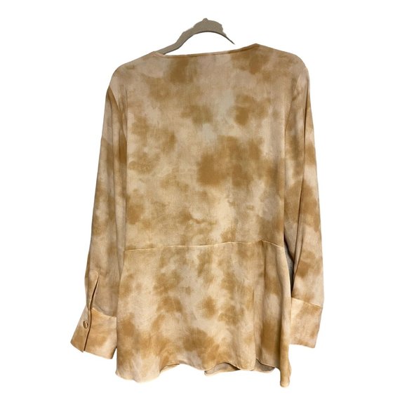 Vince Camuto NWT Women's Lg Blouse Tunic Tie Dye Spring Safari Wrap Style V-Neck - Picture 2 of 12